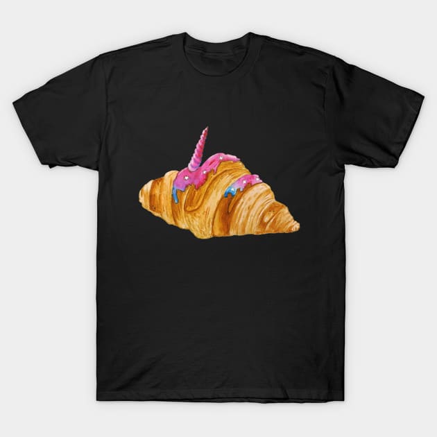 Watercolor croissant - fairy unicorn T-Shirt by Agras